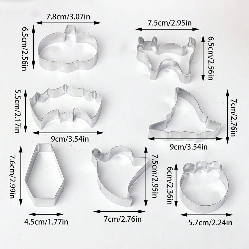 7-piece Halloween cookie cutter sizes