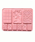 9-cavity silicone chocolate bar mold pink