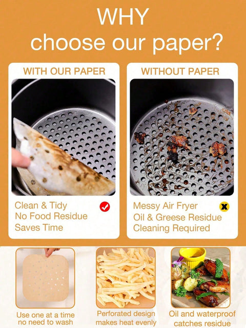 Clean air fryer basket with parchment