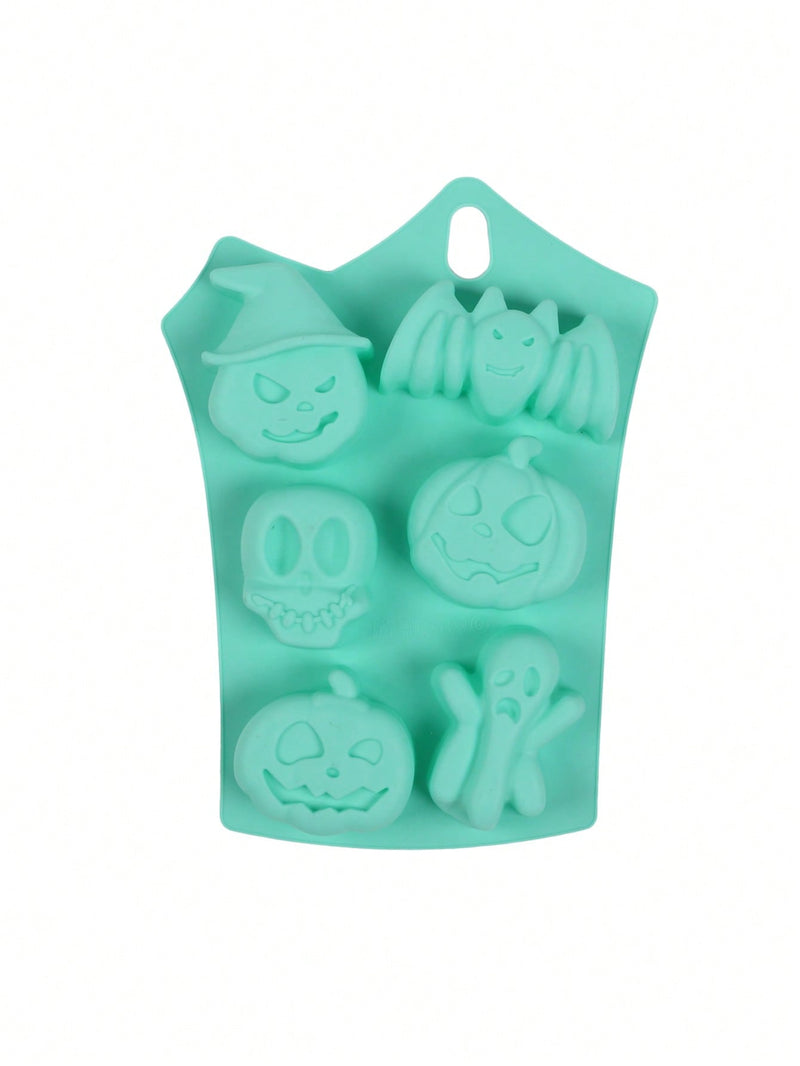 6-cavity Halloween silicone mold green