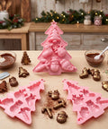 Christmas tree molds on table