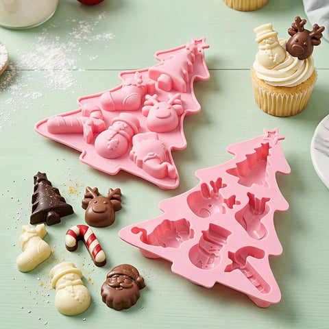 Pink Christmas molds with treats
