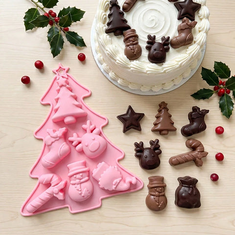 Christmas tree mold with chocolates