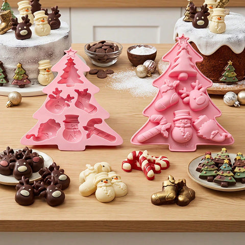 Christmas tree molds and chocolates