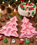 Pink Christmas tree molds with chocolates