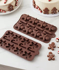 Gingerbread and candy cane molds with cake