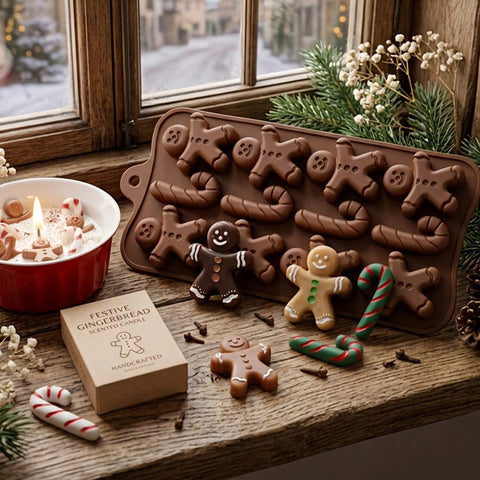 Gingerbread chocolate mold on a windowsill