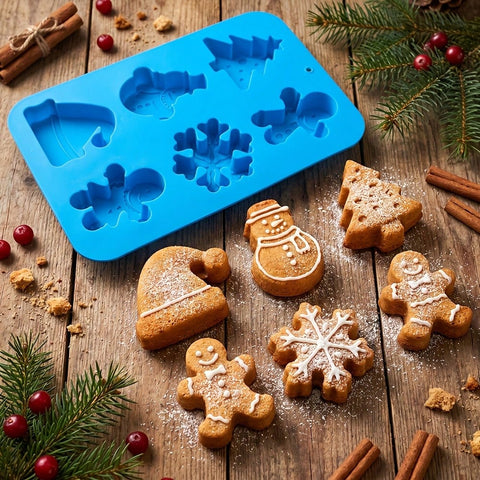 Christmas mold with gingerbread cookies