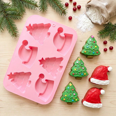 Pink Christmas mold with cakes