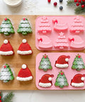 Christmas tree and Santa hat silicone mold with desserts