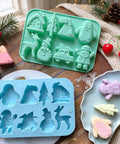 Christmas molds in blue and green
