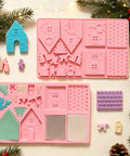 Gingerbread house pieces in chocolate