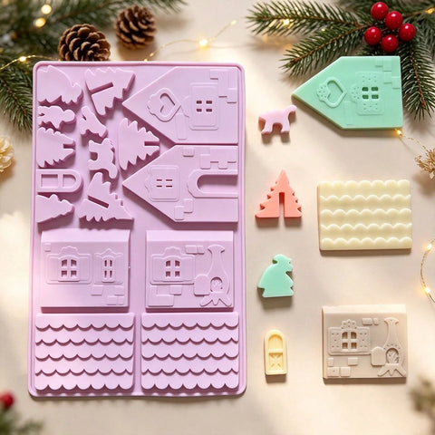 Purple gingerbread house mold