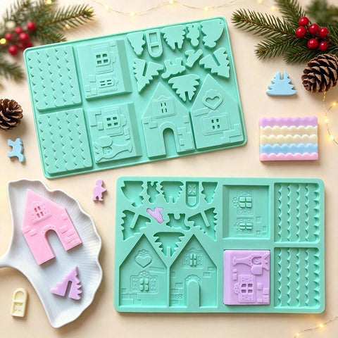 Green gingerbread house mold
