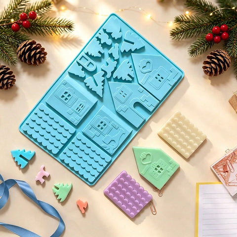 Blue gingerbread house mold