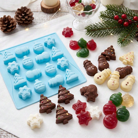 Christmas tree and snowman silicone mold