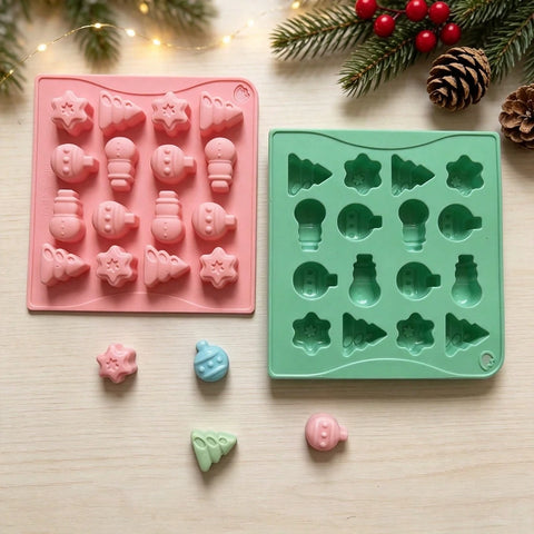 Christmas tree and snowman silicone mold