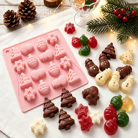 Christmas tree and snowman silicone mold