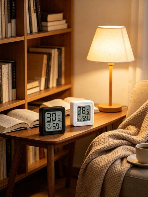 Hygrometers on shelf