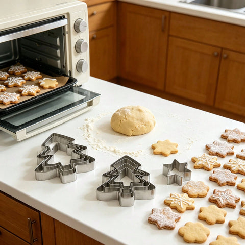 Baking Christmas tree cookies