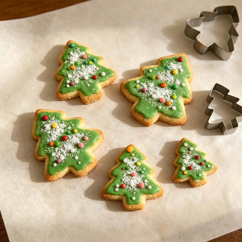 Iced Christmas tree cookies
