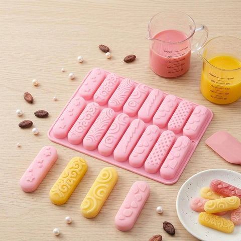16-cavity textured long bar silicone mold
