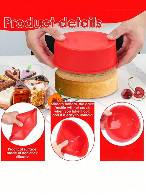 3-Piece Foldable Silicone Round Cake Mold Set easy demolding details Munchies Tools