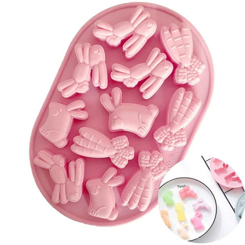 Carrot Rabbit Chocolate Easter Silicone Mold, 22.5cm x 15cm