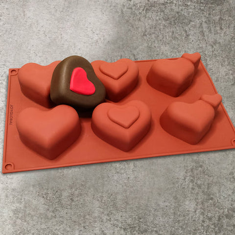Silicone 6 Cavity Heart Multi Purpose Mold