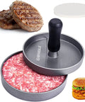 Burger Press Patty Maker Stainless Steel Non-Stick Mold Wood Handle Munchies House