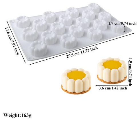18-Cavity Concave Pattern Silicone Molds for Mousse Cakes