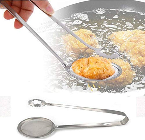 1pcs Stainless Steel Skimmer Slotted Spoon, Oil Drainer, Filter Net