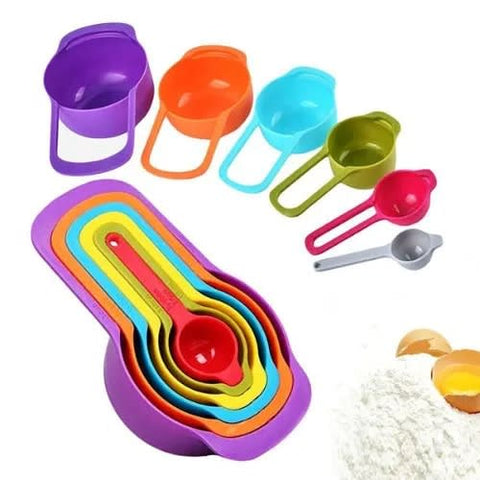 Measuring Spoon Set, 6 Pcs - Durable, Multi-colored Plastic