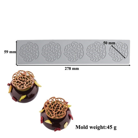 5 Cavity Silicone Mat Leaf Shape