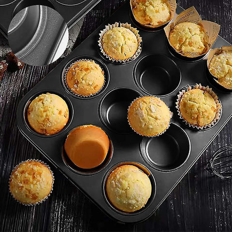 Cupcakes Pan 12 Slots - Reinforced Non-stick Muffin Bakeware