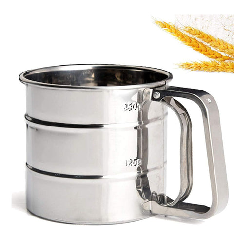 Flour Sifter, Stainless Steel, Fine Mesh, Ergonomic Design