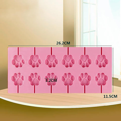 Lolli Silicone Mould Chocolate Mould Silicone Cute Cat Paw Mould Lollipop Mould Silicone 12 Holes for Chocolate Lollipop Making - MunchiesHouse
