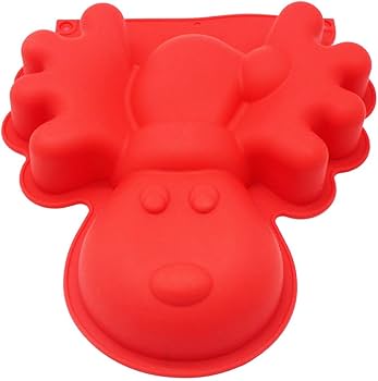 Christmas Reindeer Chocolate Jello Cake Shallow Pan Baking Silicone Mold 9 inch