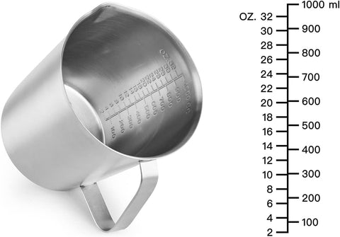 Measuring Cup, Stainless Steel Measuring Cup with Clear Scale, Metal Liquid Measuring Cup, Reusable Measuring Jug with Handle, Multifunction Measure Cup for Kitchen Cooking Baking - MunchiesHouse