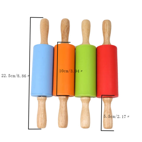 Mini Rolling Pin, Kids Rolling Pins Wooden Handle Non-Stick Silicone Rolling Pins Pastry