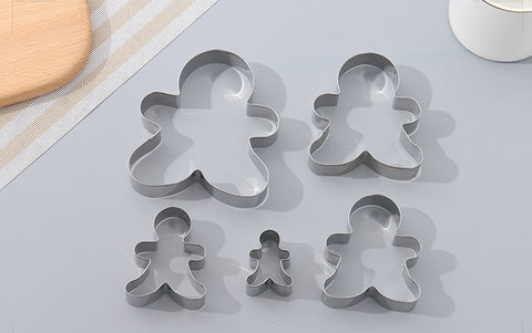 5 Pcs Gingerbread Man Shape Stainless Steel Biscuit Cutters