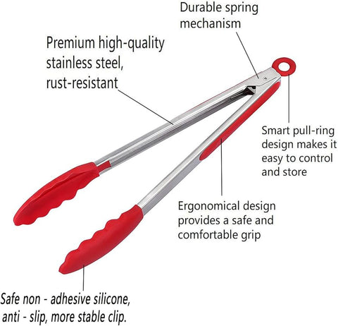 Food Tong 30cm, Nylon & Stainless Steel