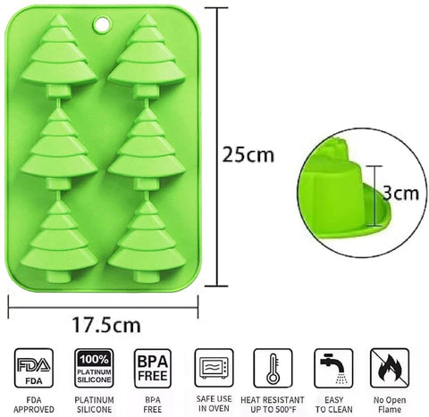 Christmas Tree Silicone Molds, 6 Cavity Non-Stick Christmas Tree Baking Molds