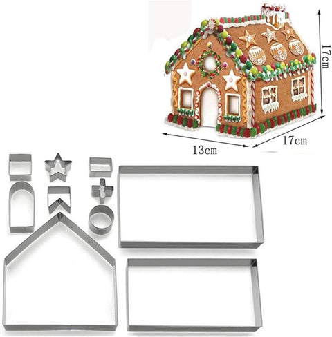 3D Gingerbread House Bake Baking Cookie Cutters 10pcs