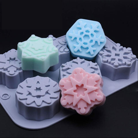 Snowflake Shape Soap Silicone Mold Christmas Aroma Gypsum Plaster Crafts Mould Snow Silicone Soap Candle Molds