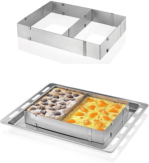 Smart-Planet Cake Mould Baking Frame Rectangular Adjustable Cake Ring Square Individual Stainless Steel for Baking Cake Mould Extendable Baking Mould - MunchiesHouse
