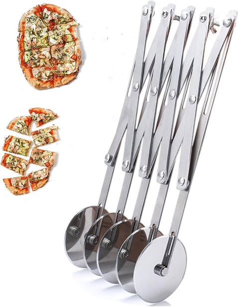 Pizza Cutter with 5 Wheels Stainless Steel Dough Divider, Pizza Slicer, Biscuit Dough Cutter, Pastry Knife