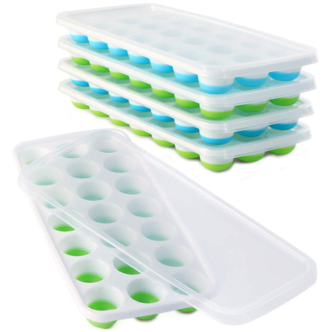 Ice Cube Trays with Lids BPA Free, 1 Pack Easy Release Silicone Ice Cube Trays for Freezer
