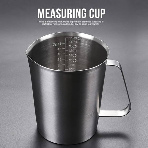Measuring Cup, Stainless Steel Measuring Cup with Clear Scale, Metal Liquid Measuring Cup, Reusable Measuring Jug with Handle, Multifunction Measure Cup for Kitchen Cooking Baking - MunchiesHouse