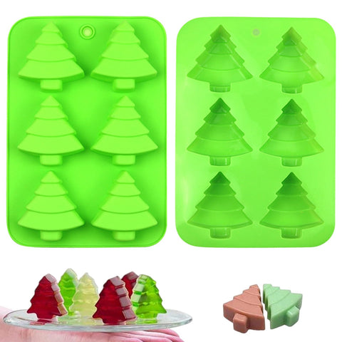 Christmas Tree Silicone Molds, 6 Cavity Non-Stick Christmas Tree Baking Molds